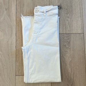 Zara Super High-Rise Flare Jeans in White | Size 0